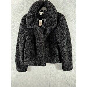 Women Cato Black  Fleece Jacket – Soft Warm Furry Coat Sportswear Large NWT